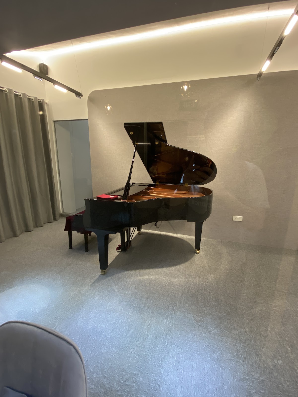 The grand piano in the main studio